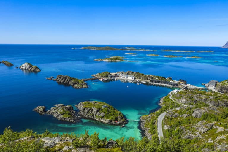 Car on the Fv862 National Scenic Route on Senja island