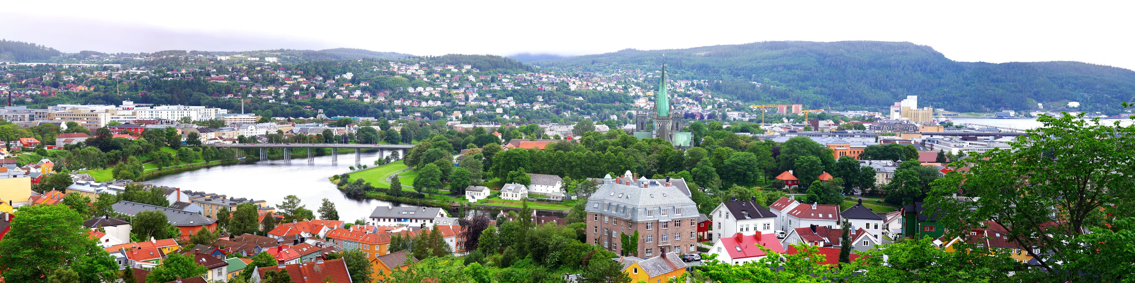 Trondheim city panorama with the Nidelva river, Norway