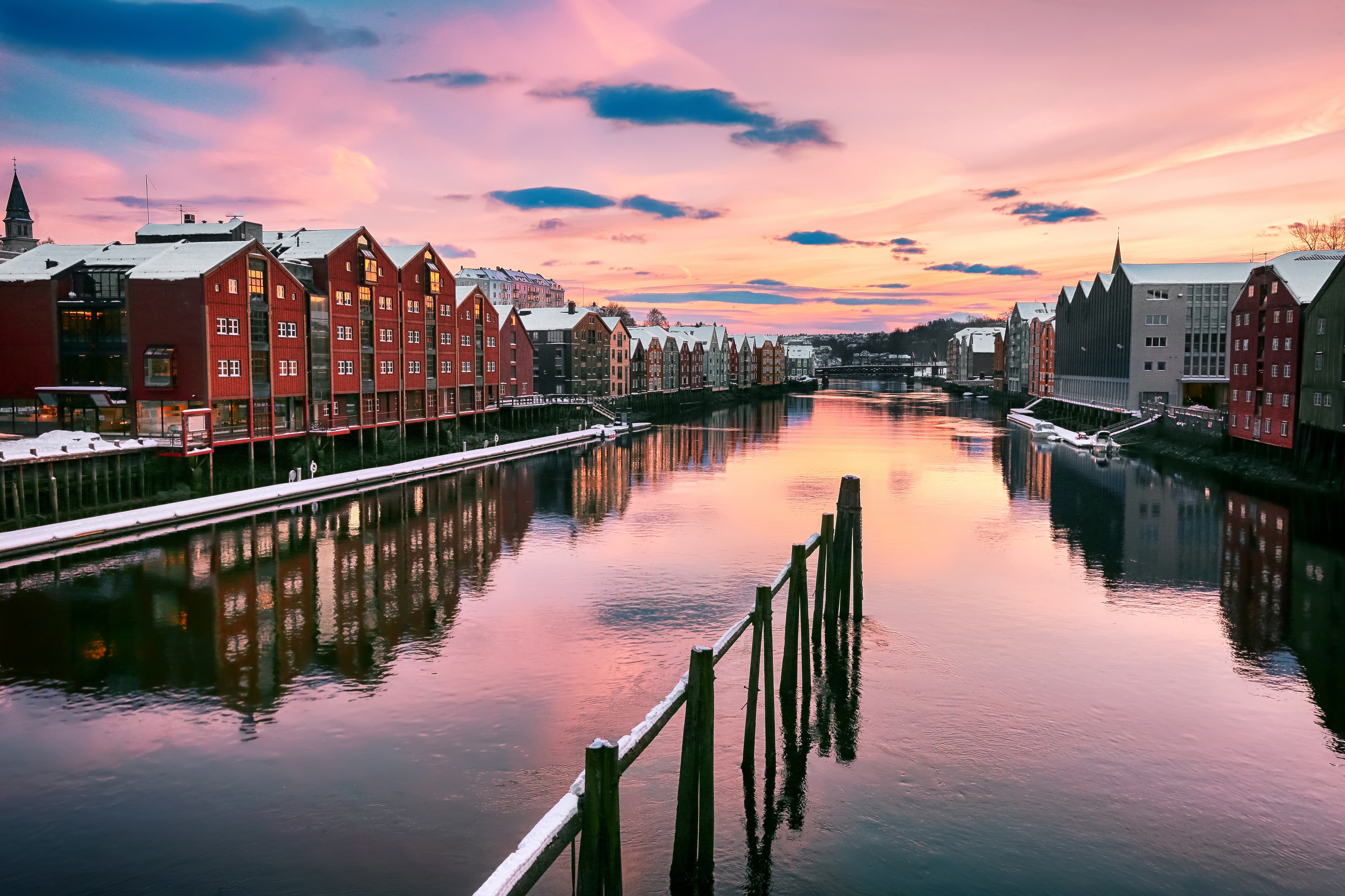 Trondheim harbour at Ravnkloa, Nidelva mouth, Norway