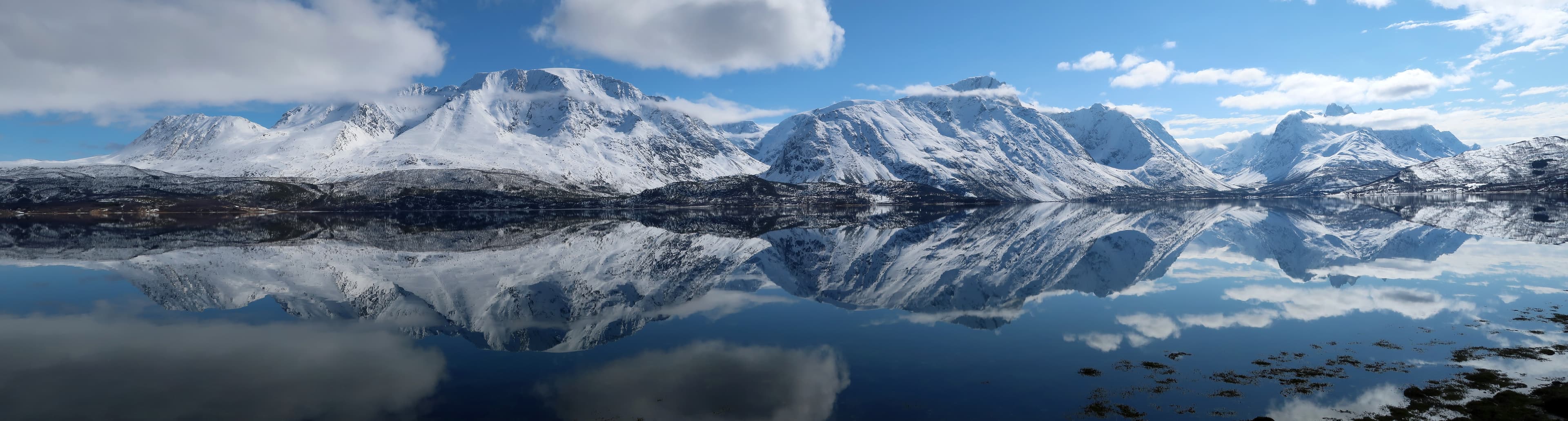 Lyngen Alps rising from the Lyngenfjord, Troms, Northern Norway